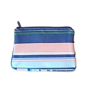 Victoria's Secret Cosmetic Bag Make Up Jewelry Pouch Pink Colorblock Zip Travel